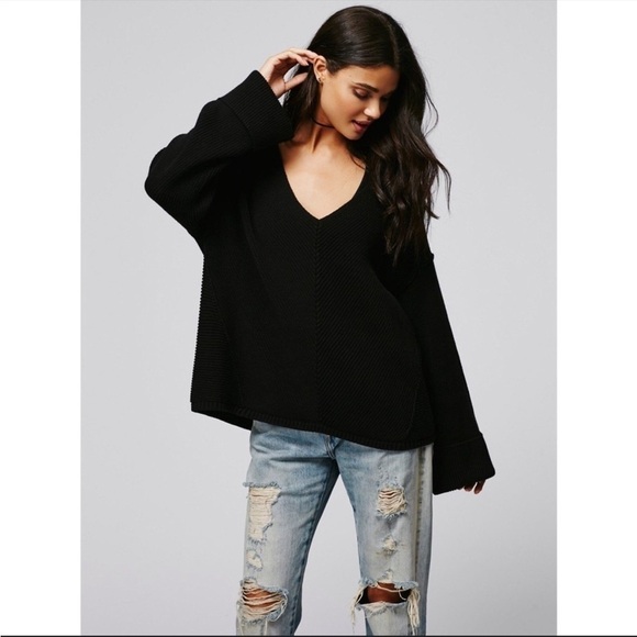 Free people • la brea vneck oversized ribbed sweater - Picture 1 of 13